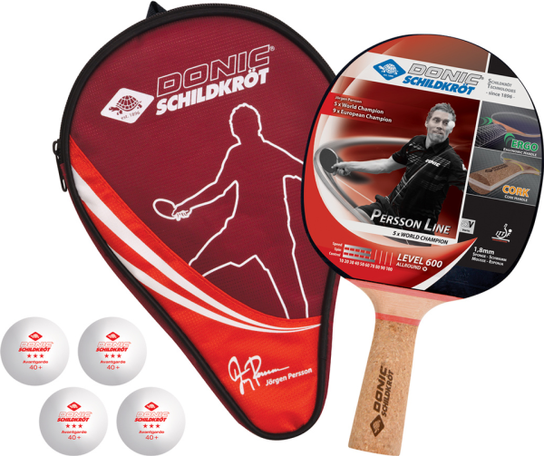 DONIC Table Tennis Set Donic-Schildkröt Table Tennis Gift Set Persson 600, 1 Racket with Cork Grip